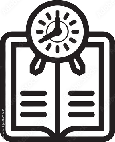 Desktop calendar with clock timer icon for appointment planning scheduling agenda organization and project management tool