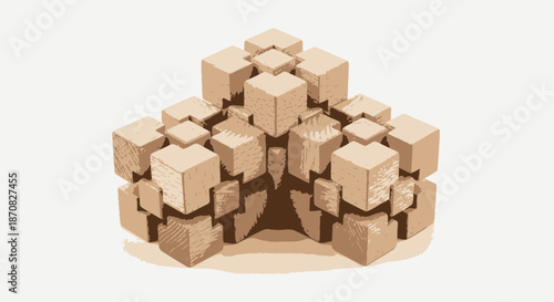 wooden blocks isolated on white background