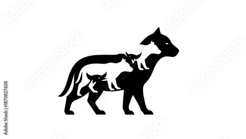 Wolf with animals silhouette