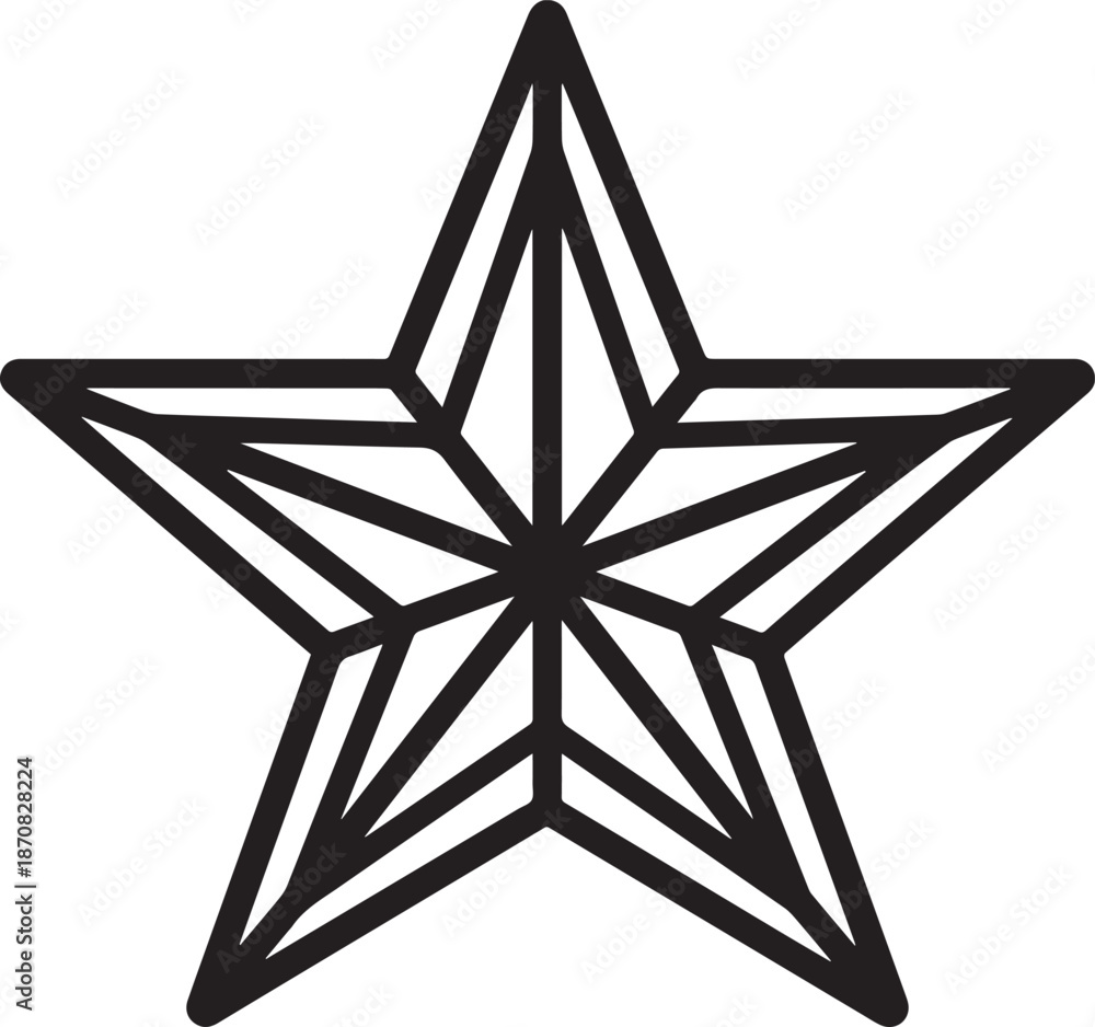 Obraz premium Geometric star shape with thin lines abstract form five pointed symbol clean lines modern design graphic element
