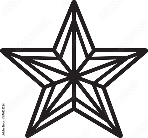 Geometric star shape with thin lines abstract form five pointed symbol clean lines modern design graphic element