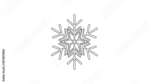Minimalist Snowflake Illustration with Geometric Lines and Symmetry