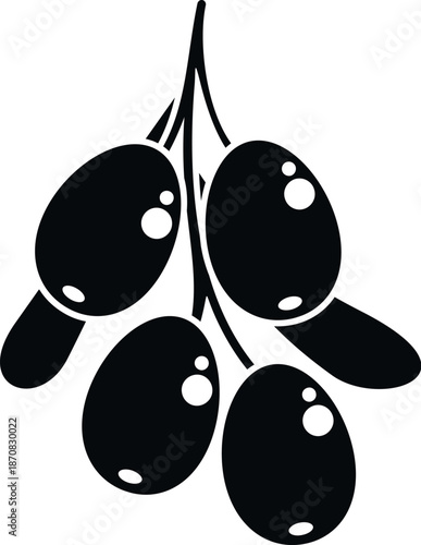 Isolated branch with multiple olive fruits and leaves on a white background