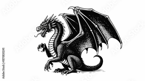 dragon on black background