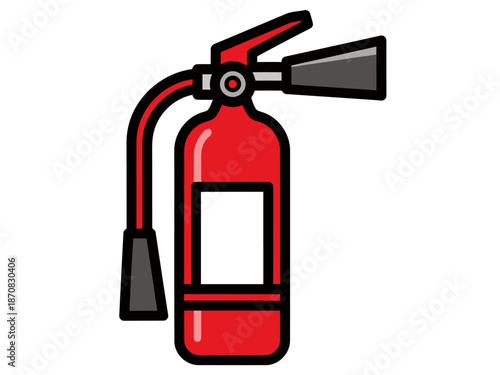 A vibrant, detailed illustration of a fire extinguisher. Clean lines and bold colors create a visually appealing safety equipment graphic. Perfect for informational designs.
