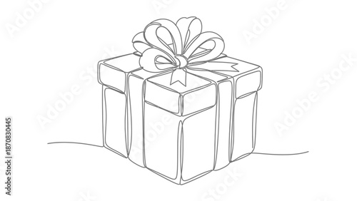 Elegant Hand-Drawn Gift Box Illustration with Ribbon and Bow for Celebration and Present Giving