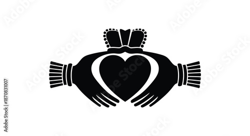 Hands cradling a heart with a crown a striking graphic silhouette