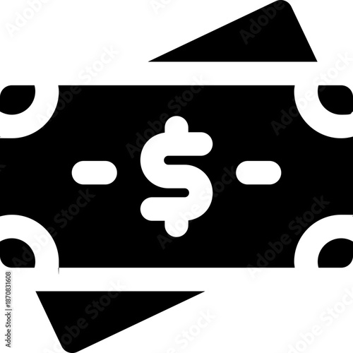 cash glyph icon. Strong and solid vector icon for websites, mobile interfaces, presentations, and visual branding. High quality and easy to edit.