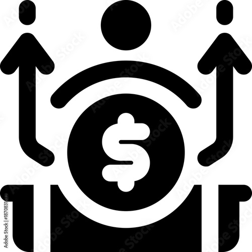 outflow glyph icon. Strong and solid vector icon for websites, mobile interfaces, presentations, and visual branding. High quality and easy to edit.