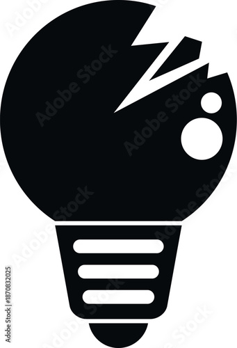 Broken light bulb icon symbolizing a bad idea, error, or system failure