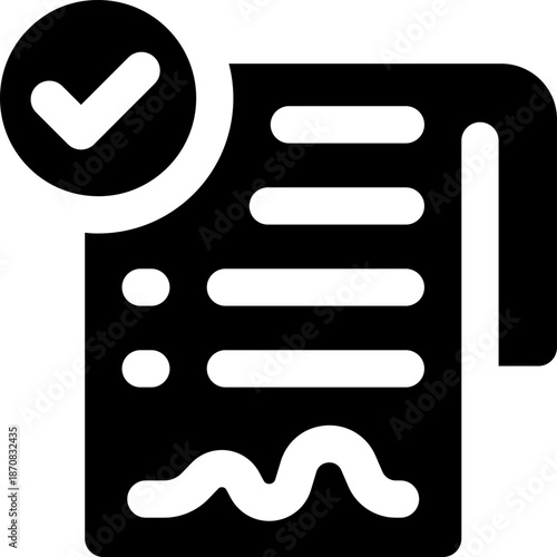 approve glyph icon. Strong and solid vector icon for websites, mobile interfaces, presentations, and visual branding. High quality and easy to edit.