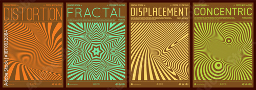 Abstract geometric pattern. Optical illusion. Wavy pattern. Abstract striped background. Psychedelic stripes. Cover design template. Vector for brochure, poster, cover, presentation, flyer or banner.