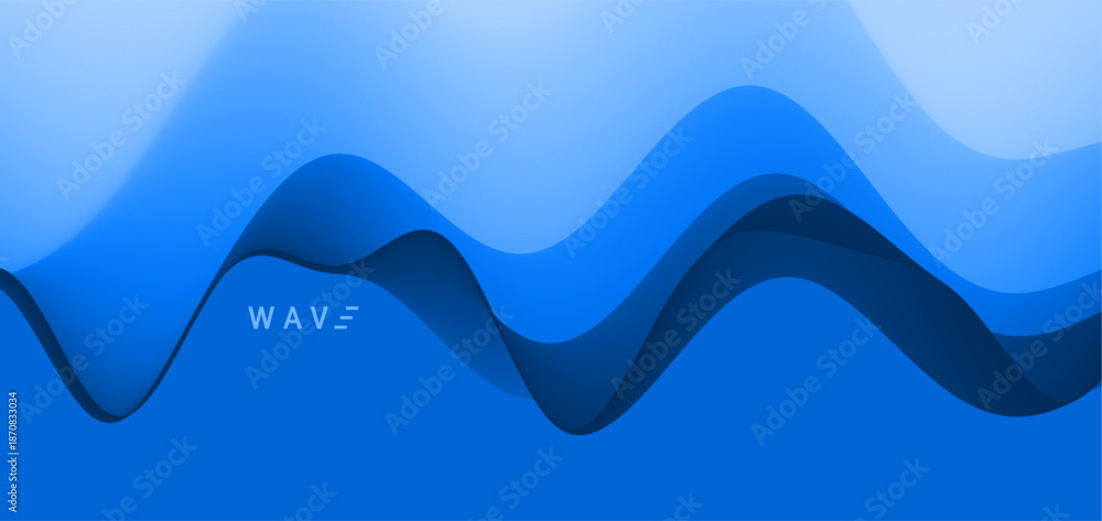 Naklejka premium Blue abstract ocean seascape. Sea surface. Realistic landscape with waves. Nature background. Cover design template. 3d vector illustration for banner, flyer, poster or brochure.