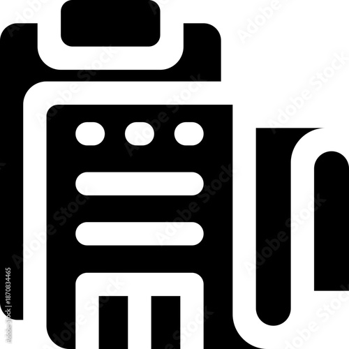 clipboard document glyph icon. Strong and solid vector icon for websites, mobile interfaces, presentations, and visual branding. High quality and easy to edit.