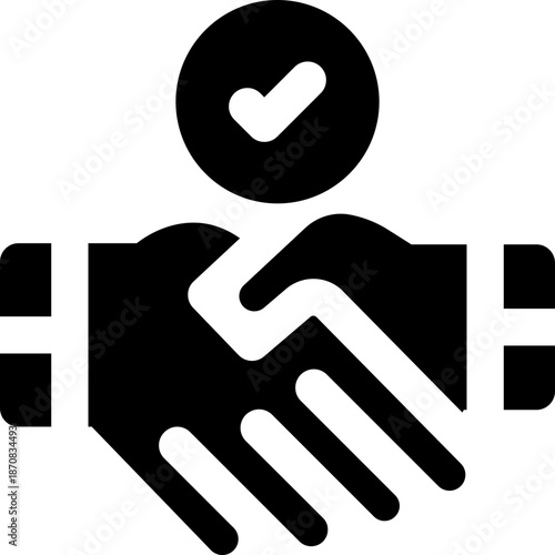 handshake glyph icon. Strong and solid vector icon for websites, mobile interfaces, presentations, and visual branding. High quality and easy to edit.