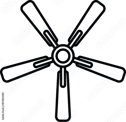 Ceiling fan with five blades icon providing ventilation and cooling