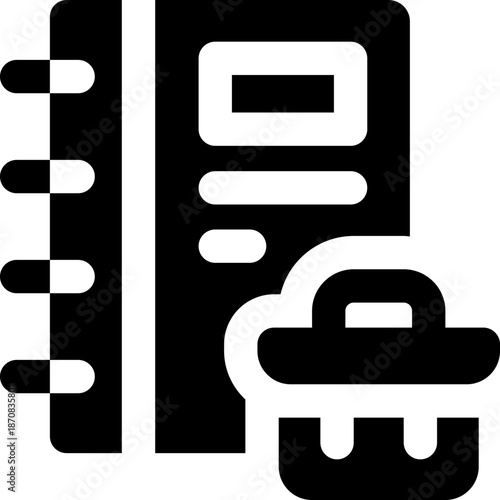 notebook glyph icon. Strong and solid vector icon for websites, mobile interfaces, presentations, and visual branding. High quality and easy to edit.