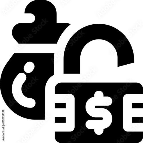 unsecured loan glyph icon. Strong and solid vector icon for websites, mobile interfaces, presentations, and visual branding. High quality and easy to edit.