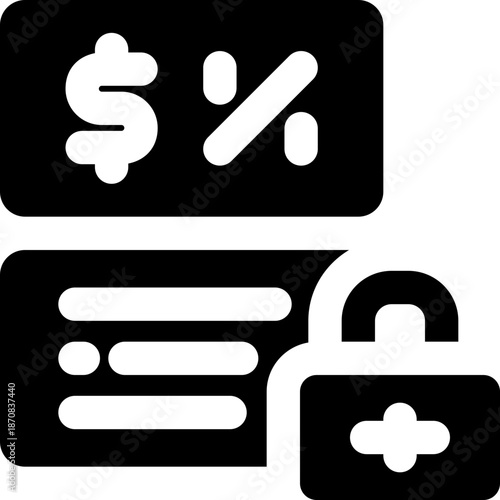 fixed interest rate glyph icon. Strong and solid vector icon for websites, mobile interfaces, presentations, and visual branding. High quality and easy to edit.