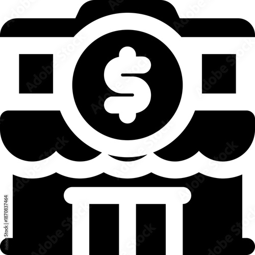 pawnshop glyph icon. Strong and solid vector icon for websites, mobile interfaces, presentations, and visual branding. High quality and easy to edit.