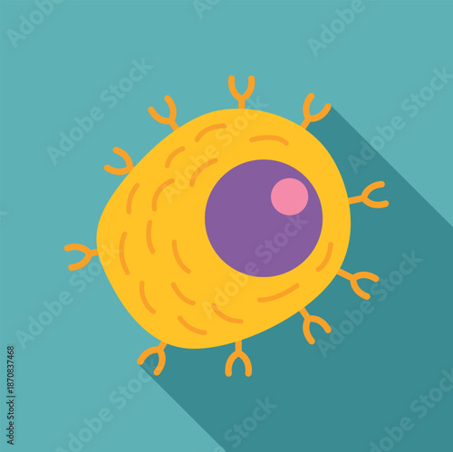 B cell illustration with receptors on its surface representing immunology graphic