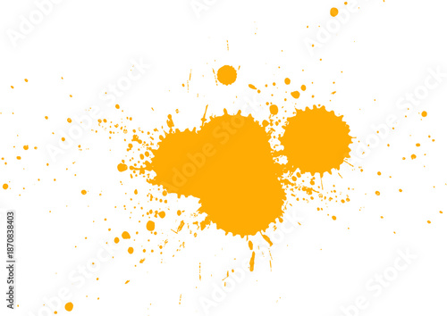 orange ink watercolor brush painting dropped splatter splash grunge graphic element