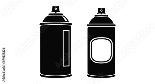 Two black spray paint cans in a striking silhouette