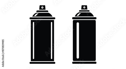 Two black spray paint cans depicted as a striking silhouette