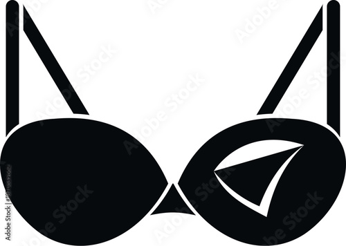 Black bra graphic representing underwear or lingerie, perfect for various design uses