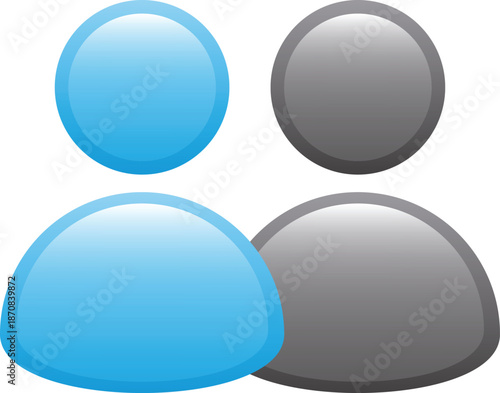 3d icon of Users group icon in blue and gray glossy vector style