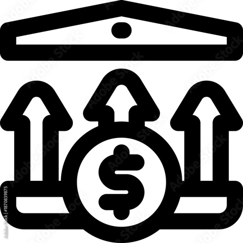 increase line icon. Clean and minimalist vector icon for websites, mobile apps, presentations, and logos. Fully scalable and customizable for any project.