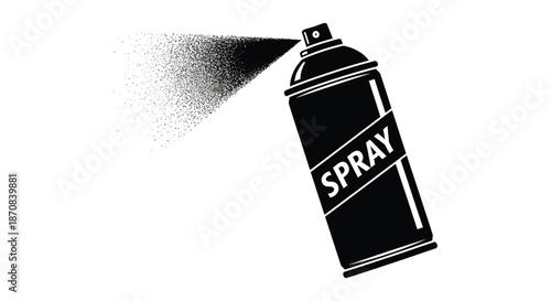 A striking black spray paint can with a burst a bold silhouette