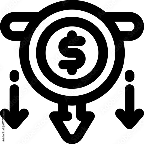 cost reduction line icon. Clean and minimalist vector icon for websites, mobile apps, presentations, and logos. Fully scalable and customizable for any project.