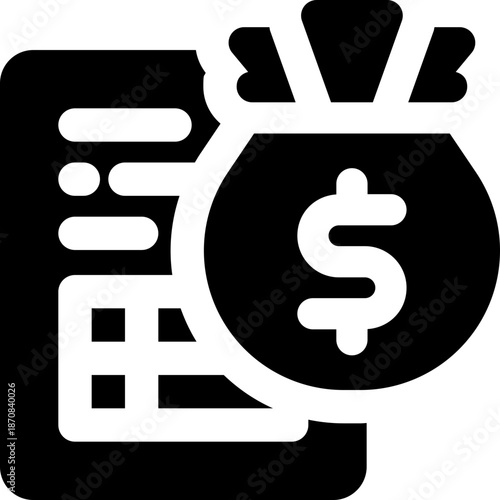 budget glyph icon. Strong and solid vector icon for websites, mobile interfaces, presentations, and visual branding. High quality and easy to edit.