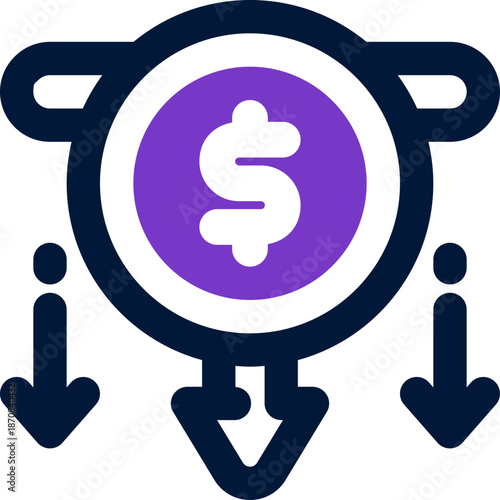 cost reduction duotone icon. Sleek and modern vector icon for websites, mobile apps, marketing materials, and corporate design. Fully scalable and ready to use.