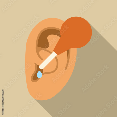 Syringe applying drops into human ear canal for health and earache relief