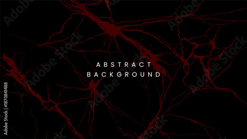 Abstract background with red grunge marble veins and organic lines on a black backdrop