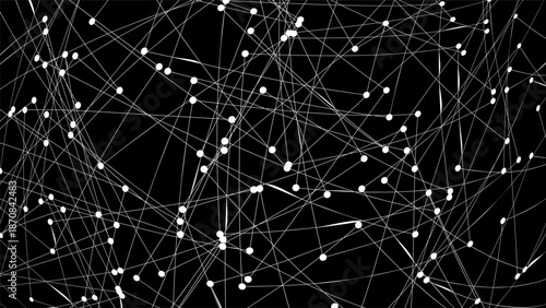 Minimalist abstract technology background with white network lines or connected mesh nodes on a solid black backdrop for a data concept