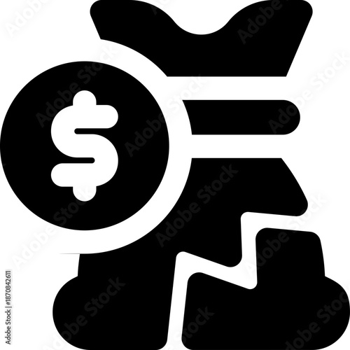 financial risk glyph icon. Strong and solid vector icon for websites, mobile interfaces, presentations, and visual branding. High quality and easy to edit.