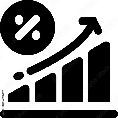 inflation rate glyph icon. Strong and solid vector icon for websites, mobile interfaces, presentations, and visual branding. High quality and easy to edit.