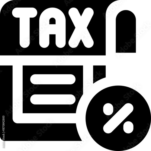 tax glyph icon. Strong and solid vector icon for websites, mobile interfaces, presentations, and visual branding. High quality and easy to edit.