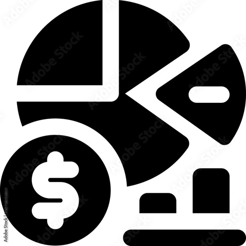 pie chart glyph icon. Strong and solid vector icon for websites, mobile interfaces, presentations, and visual branding. High quality and easy to edit.