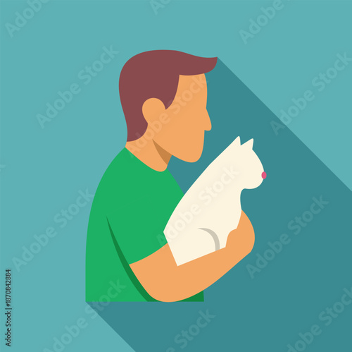 Man holding a white cat with care, representing companionship and affection
