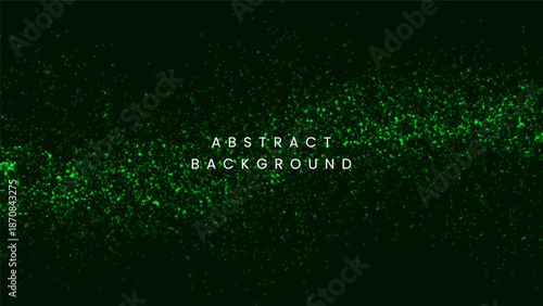 Abstract background with green particle spray and glowing dust on a black backdrop