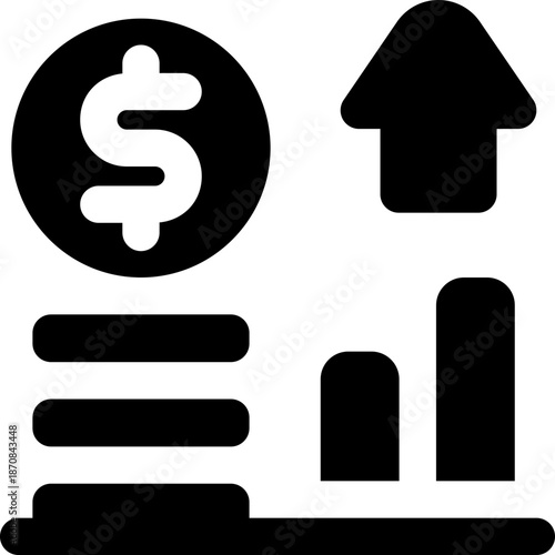 inflation glyph icon. Strong and solid vector icon for websites, mobile interfaces, presentations, and visual branding. High quality and easy to edit.