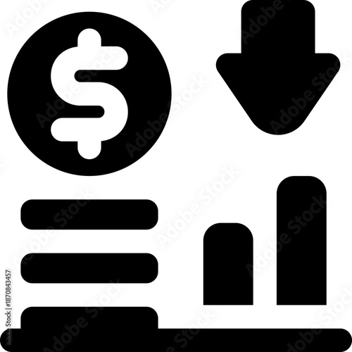 deflation glyph icon. Strong and solid vector icon for websites, mobile interfaces, presentations, and visual branding. High quality and easy to edit.