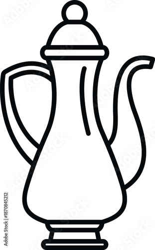 Traditional dallah coffee pot vector line art graphic for middle eastern culture