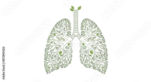 Eco-Friendly Tree-Like Lung Illustration Symbolizing Environmental and Respiratory Health