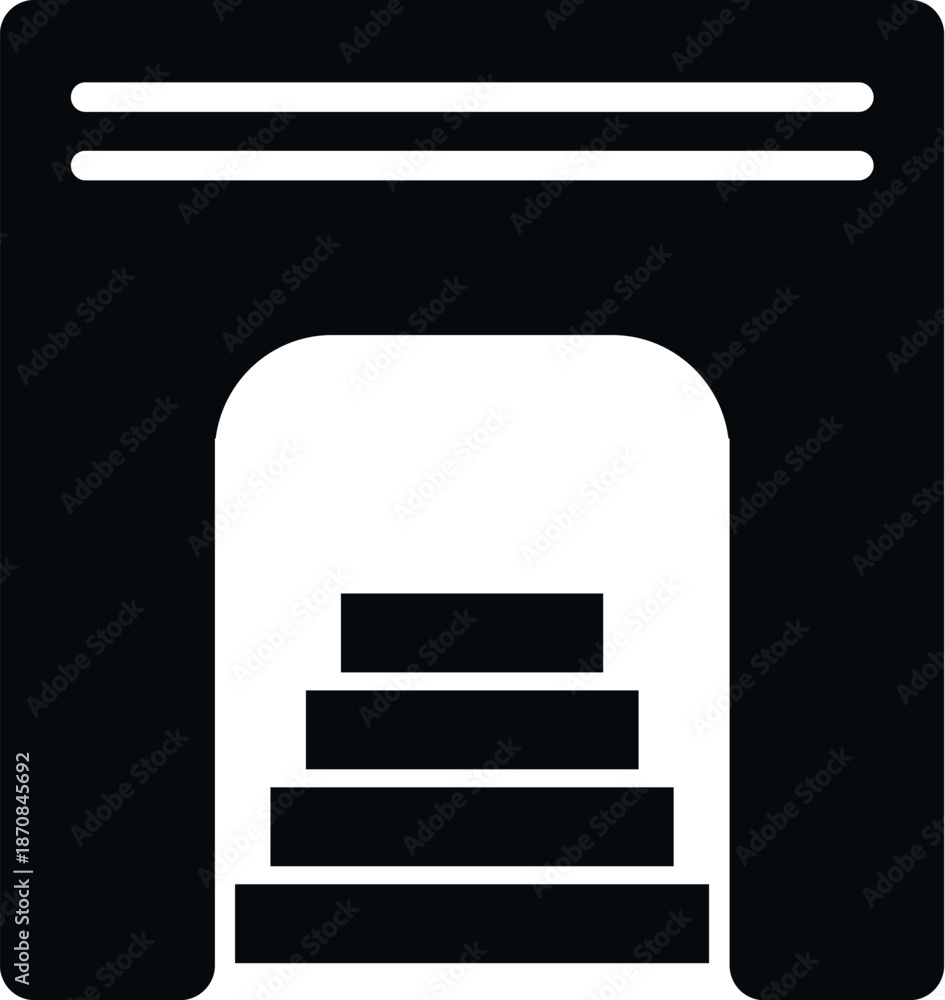 Fototapeta premium Fireplace icon representing a hearth with burning logs, perfect for home and warmth concepts