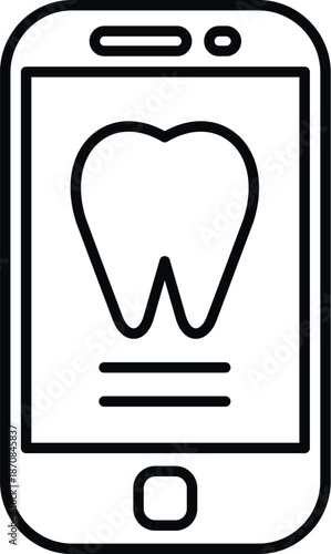 Smartphone displaying a tooth icon on screen, representing dental care and telehealth